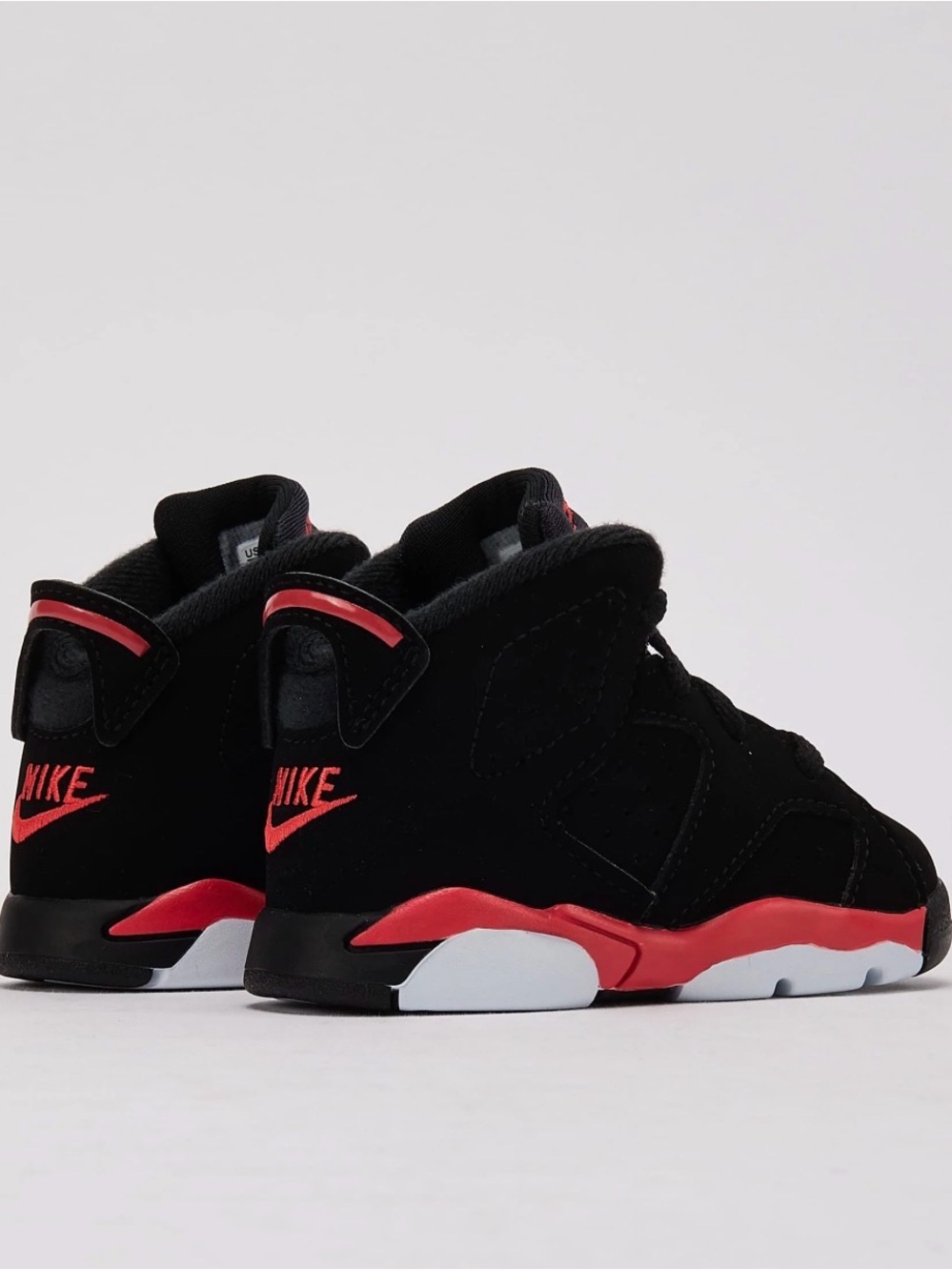 Nike Air Jordan 6 Retro "Infrared" sneakers, featuring a black suede Size 13